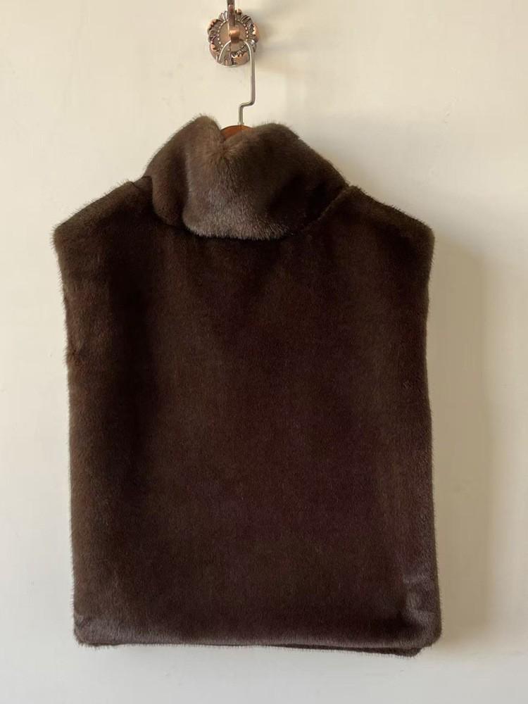 

Autumn/Winter Mink Fur High Collar Sleeveless Vest Shawl One Size