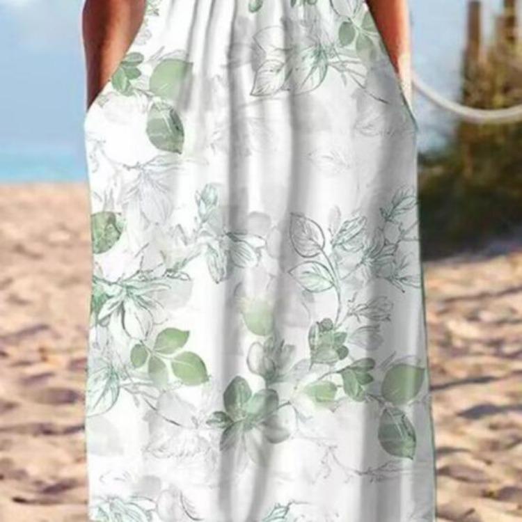 Long Summer Floral Dress with Pockets Anti Pilling Tunic Streetwear Cocktail Popular Dressing Up