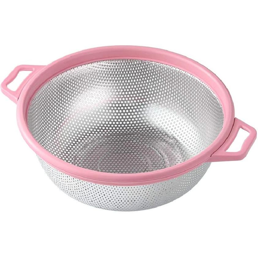 Stainless Steel Colander With Handle and Legs, Large Metal Green Strainer for Pasta, Spaghetti, Berry, Veggies, Fruits, Noodles, Salads, 5-quart