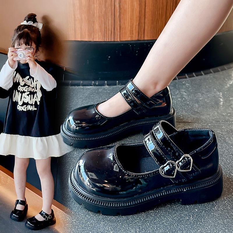Girls' leather shoes 2025 spring and autumn new children's black performance shoes girls' foreign princess shoes medium and older children's single 