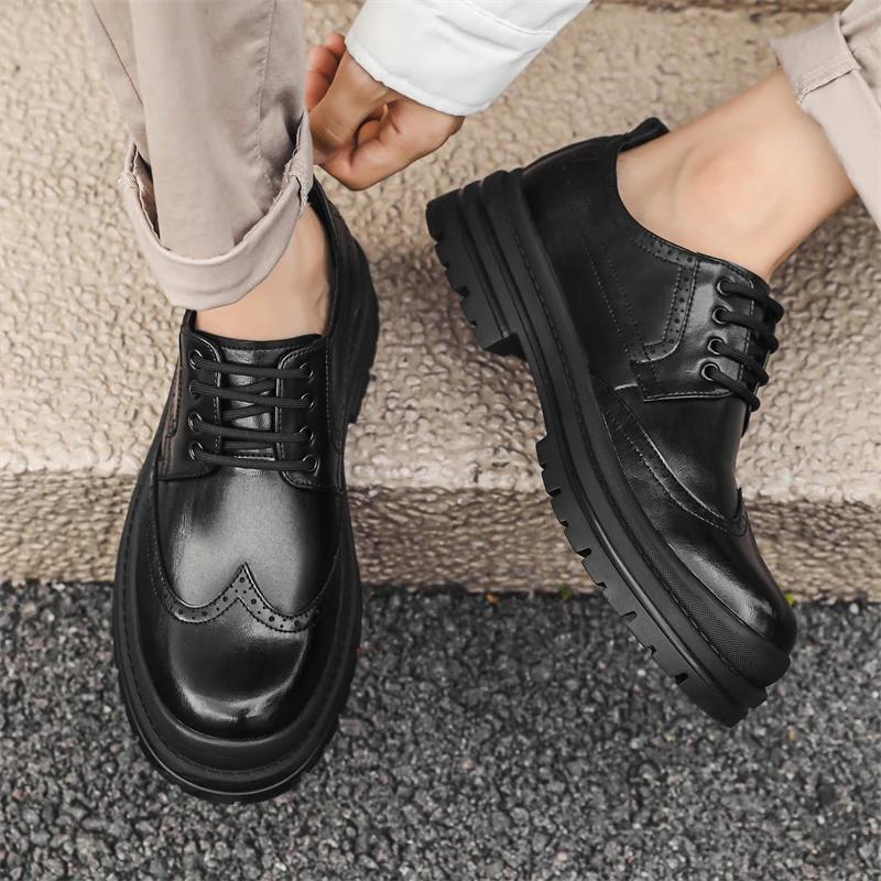 Mens Oxfords Shoes Lace Up High Quality Leather Lace Up Formal Oxfords Footwear Loafers Driving Party Dating Business Work Shoes