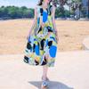 Elegant Sleeveless Beach Dresses For Woman Plus Size Casual Loose Vintage Print Long Dress Summer Women's Clothing