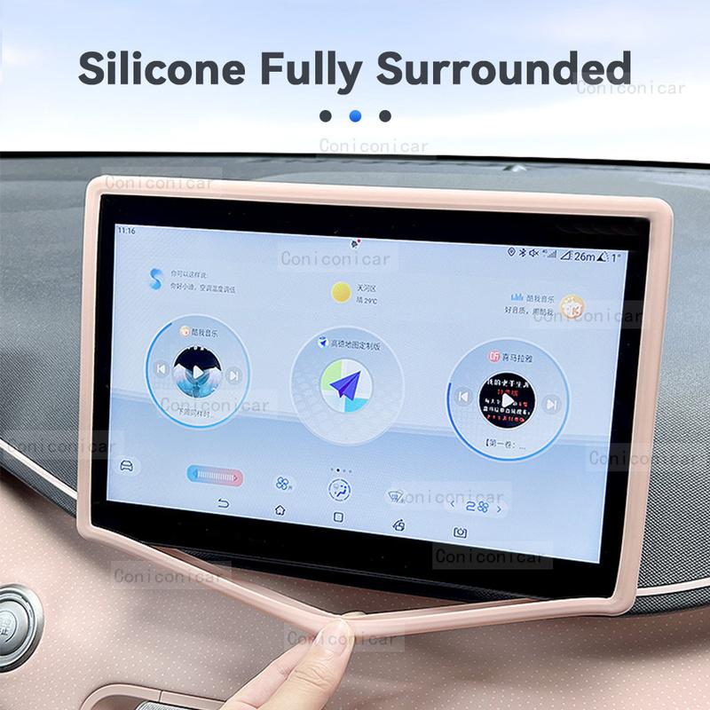 For CHERY JETOUR DASHING X-1 Silicone Screen Frame Edge Central Control Car Navigation GPS Protector Auto Accessories