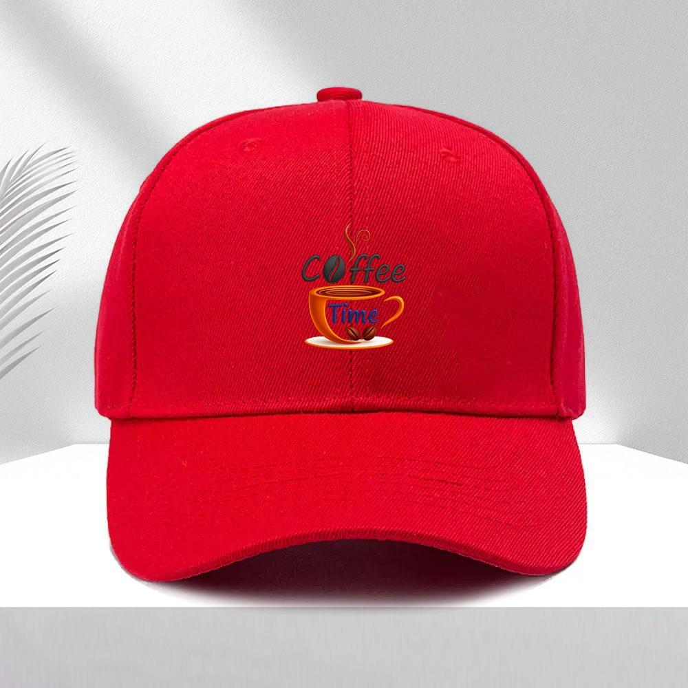 Coffee Time Cup and Beans Print Polyester Trucker Hat Adjustable for Unisex and Women Casual Cap