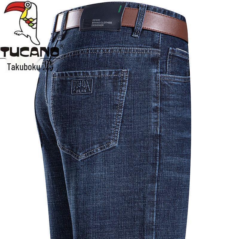 Specht Herren Winter High-Waist Stretch-Jeans mit Fleecefutter - Business Casual Straight-Leg Hose