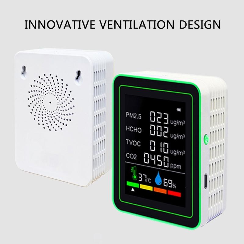 Easy to Use Indoor Accurate Air Quality Monitoring Analysis CO2, Temperature, Humidity, TVOC, Formaldehyde, HCHO Level