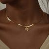 18K Gold-Plated Fashionable 304 Stainless Steel Zodiac Necklace with Flat Snake Chain, Colorfast.