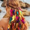 Zigeuner Indisches Kopfschmuck Bohemian Vintage Blaue Feder Quaste Stirnband Verstellbar Haarschmuck Für Frauen Urlaubs Schmuck