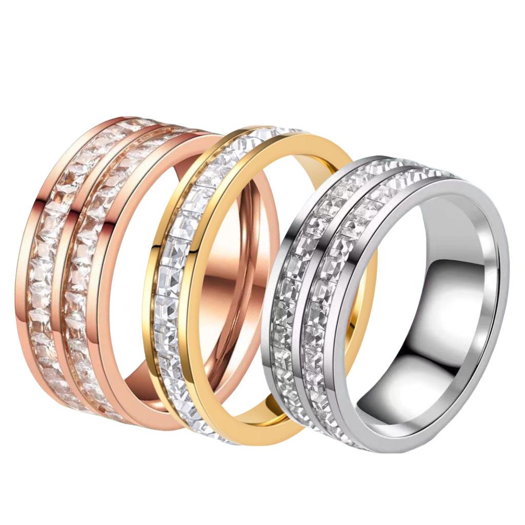 Stainless Steel Titanium Women's Ring - No-Fade, Niche Design, Ins Style, Diamond-Plated Gold-Plated, Plain Ring