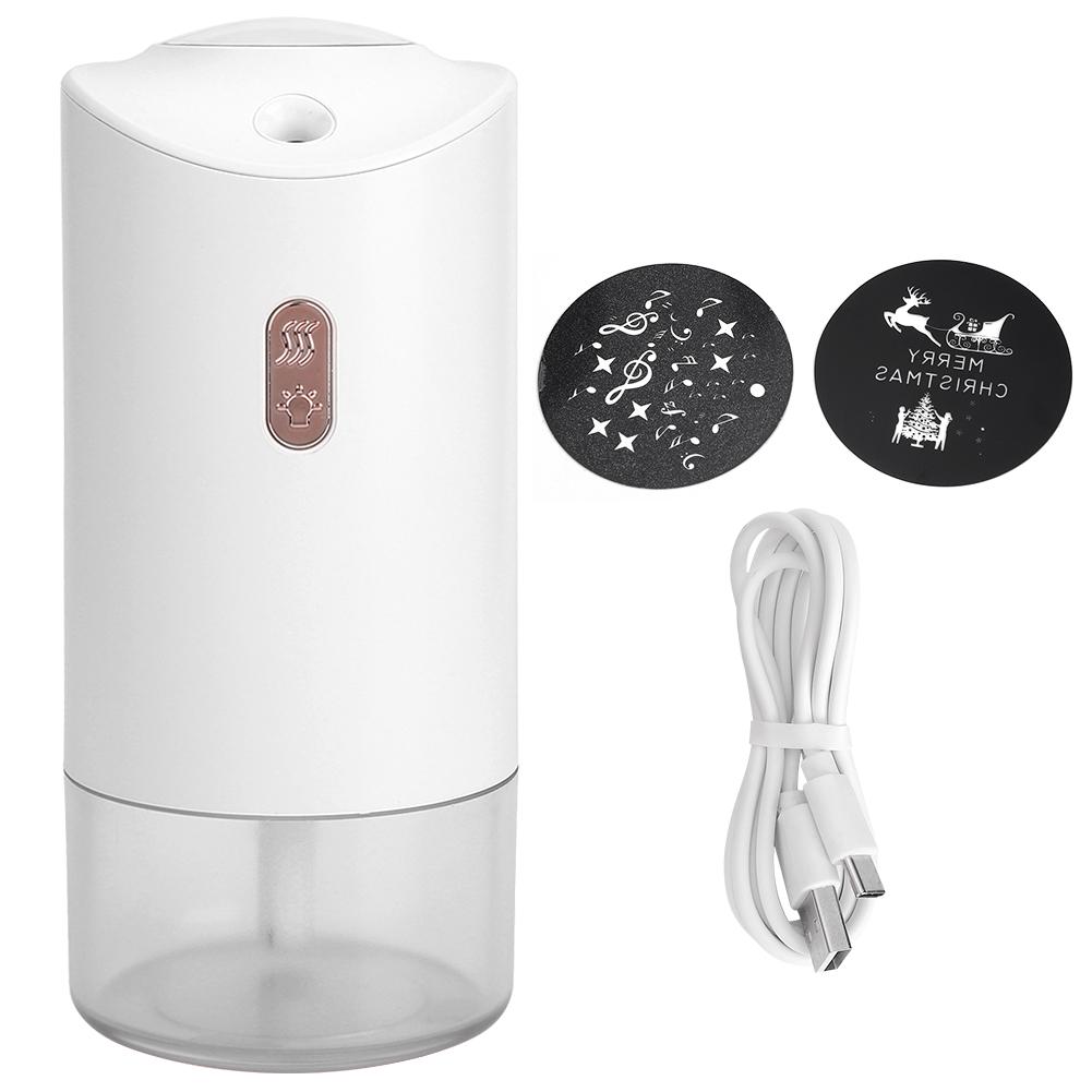 300ml Mini USB Rechargeable Air Humidifier with Projection Ambient Light for Home Office Car UseWhite