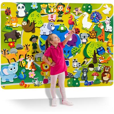 Montessori Activity Board Lernspielzeug, DIY Zoo Thema Storytelling Frühes Lernen Interaktives Spielset Wandbehang Filzbrett