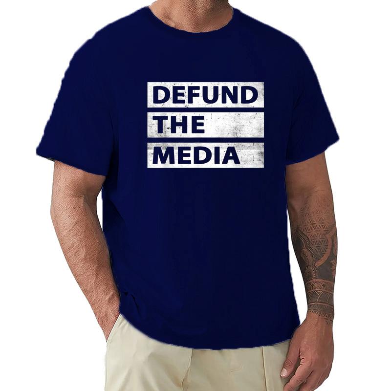 NEW Defund The Media Political Fake News Simple Text Gift TShirt MADE IN USA