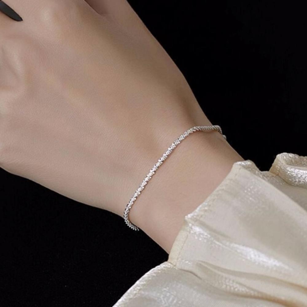 S925 Sparkling Screw Chain Bracelet – Flexible Movement, From Korea