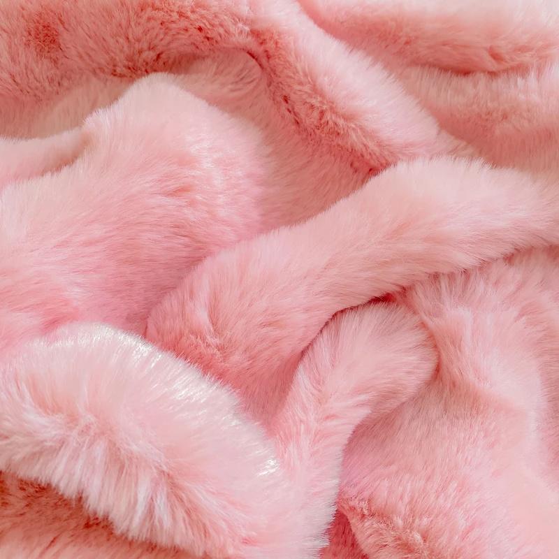 Kaninchen Plüsch Spannbettlaken mit Tiefem Taschen Winter Verdicken Warmer Matratzenschoner Weich Flauschig Doppelmatratzenbezug