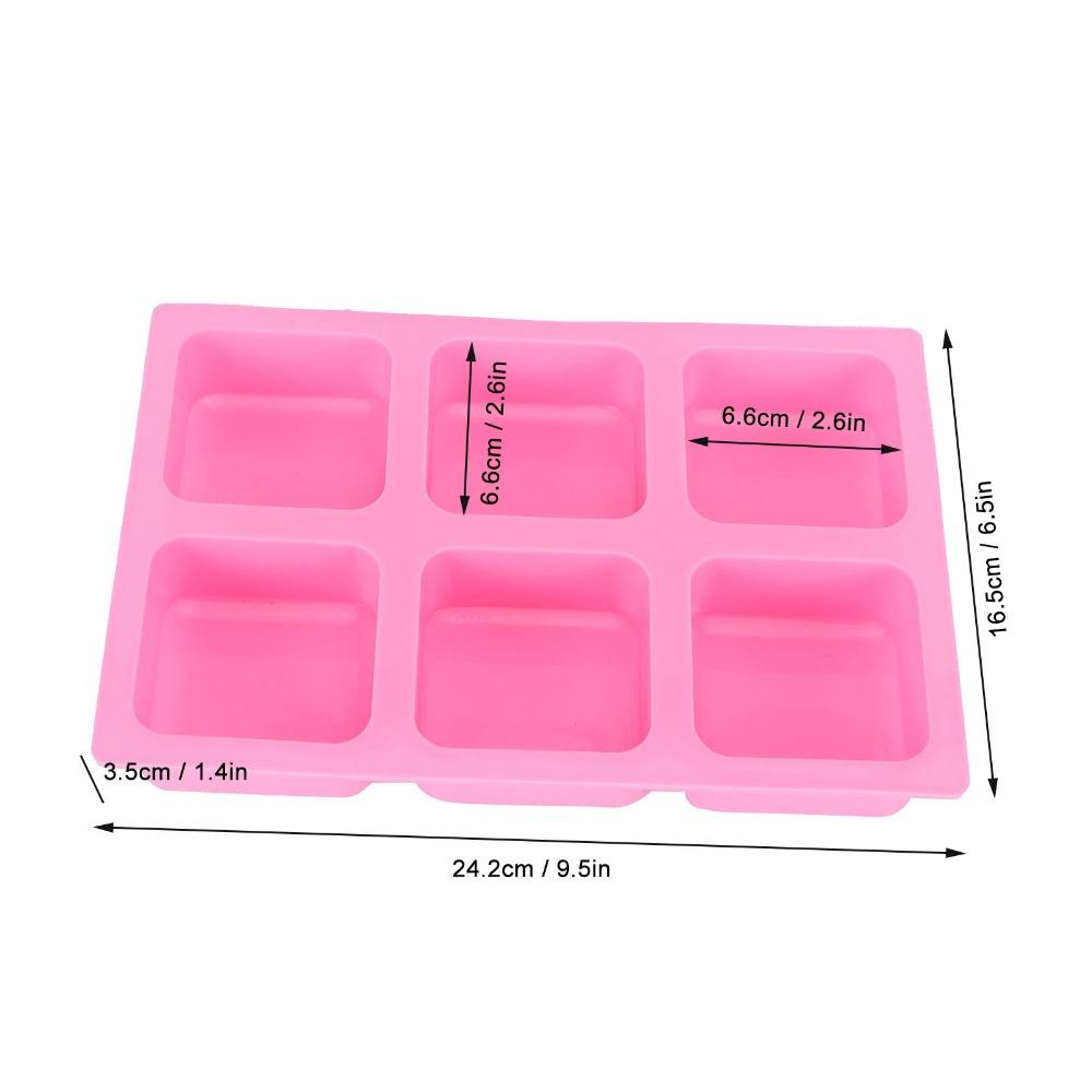 Silicone Silicone Cake Mold 6 Cavity Non-Stick Silicone Soap Mold 6‑Grid Square Square Shape DIY Soap Mold