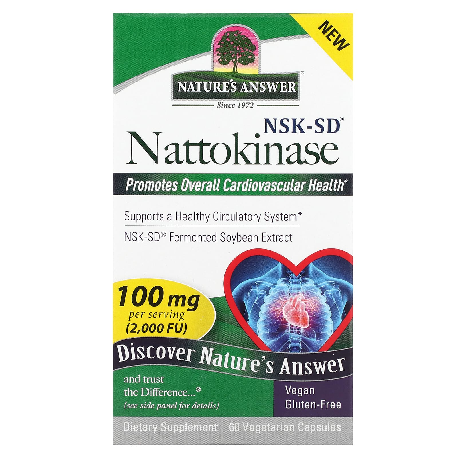 

Nature S Answer, Nattokinase, 100 Mg, 60 Vegetarian Capsules