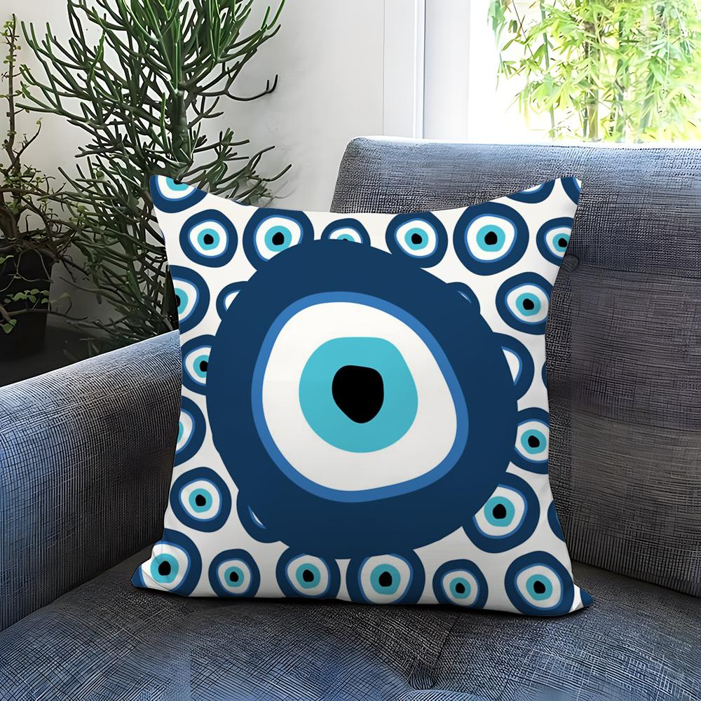 Art Evil Eye Symbol Cushion Cover Comfortable Reversible Pillow Cover Ideal for Car Sofa Bedroom & Beyond