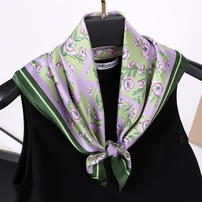 70 Simulation Silk Navy Blue Cashew Silk Scarf, Simple And High-End Sense Matching Square Scarf, Women'S Decorative Thin Scarf, Workplace Scarf.