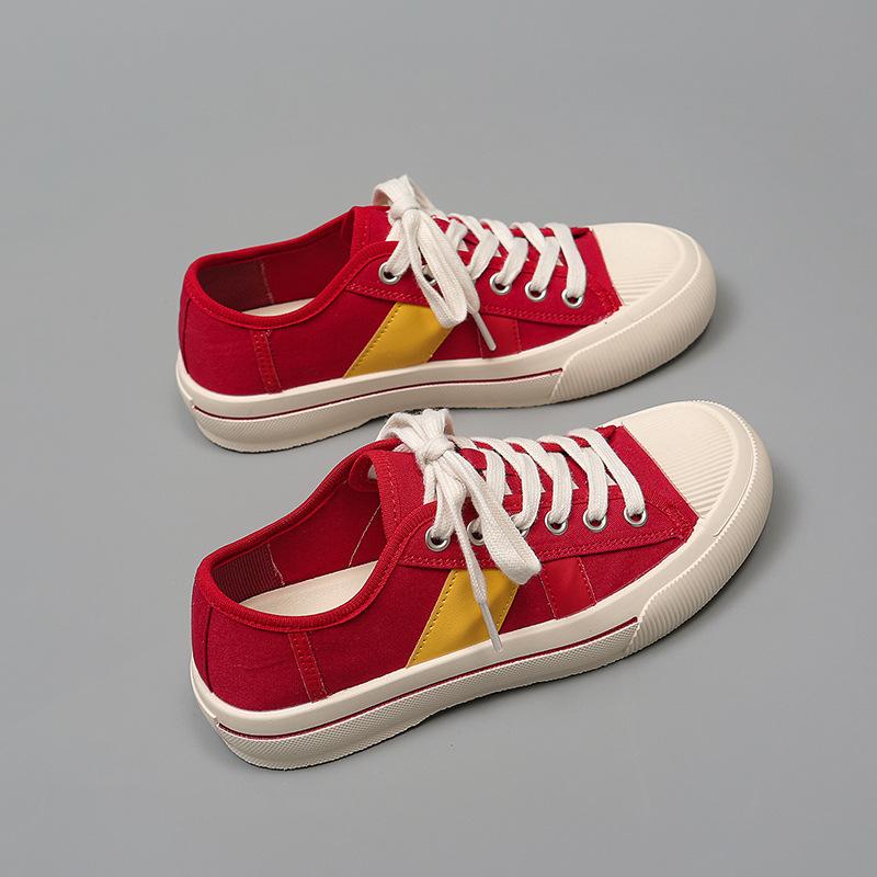 

Повседневные парусиновые туфли женские 2025 лето новые дышащие на шнуровке цветные нейлоновые универсальные низкие спортивные кеды женские тренд 40