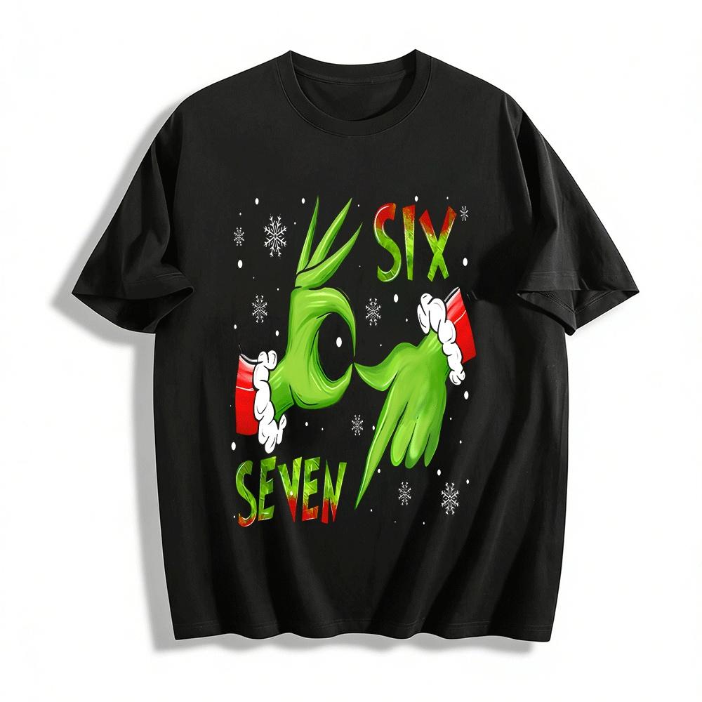Christmas Grinch Gesture Number Print Casual Unisex T-Shirt Pure cotton T-shirt XXS