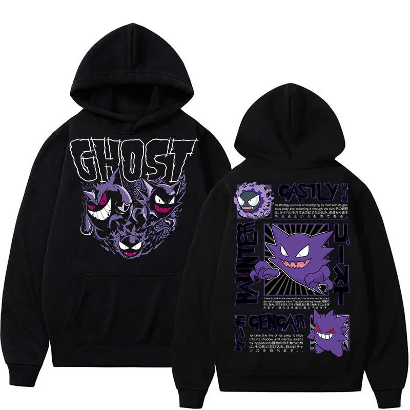 Cartoon Pokémon Gengar Printed Pure Cotton Hoodie for Men/Women Autumn and Winter New Y2K Harajuku Large Size Casual Sweater Top