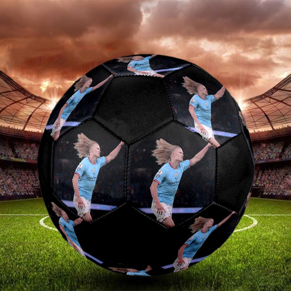 Erling Haaland Indoor Soccer Ball Colorful Machine Stitched PVC Size 5 Team Training Competition Ready Durable High-Bounce Cool Sports Gift