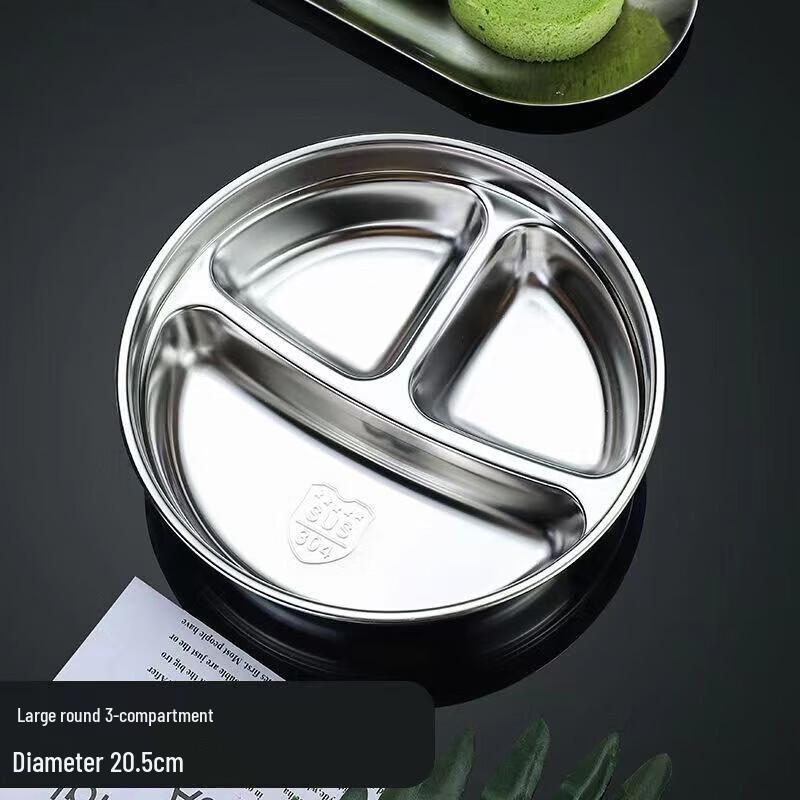 Stainless Steel Two-Compartment Meal Plate (2-Pack)