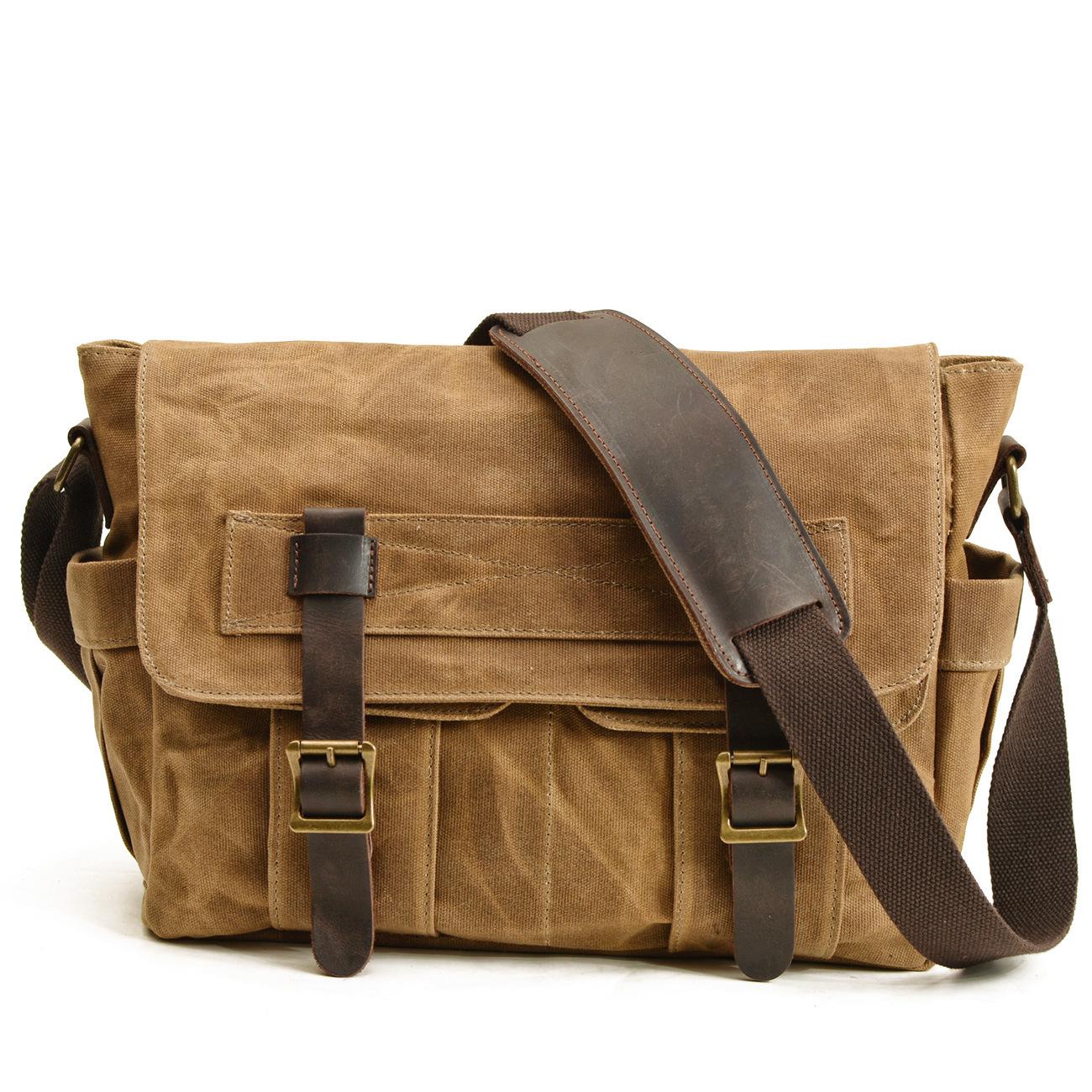 

Retro Oil Wax Canvas Men s Crossbody Bag - European & American Style, Single Shoulder, Lightweight Business & Commuter Messenger Bag