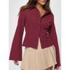 Mode Chemise Rayée Coupe Ajustée pour Femme Manches Longues Blouse Élégante Col de Chemise Bureau Décontracté Hauts Courts Simples Simples Printemps Été Streetwear Vêtements de Base