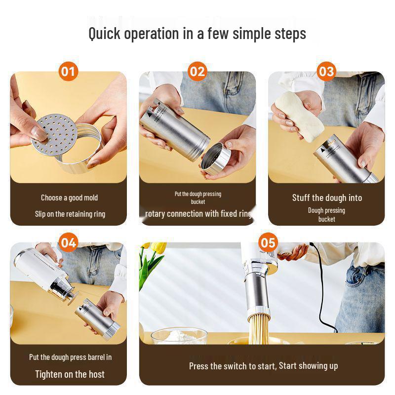 Compact Automatic Electric Noodle Maker with Handheld Dough Press