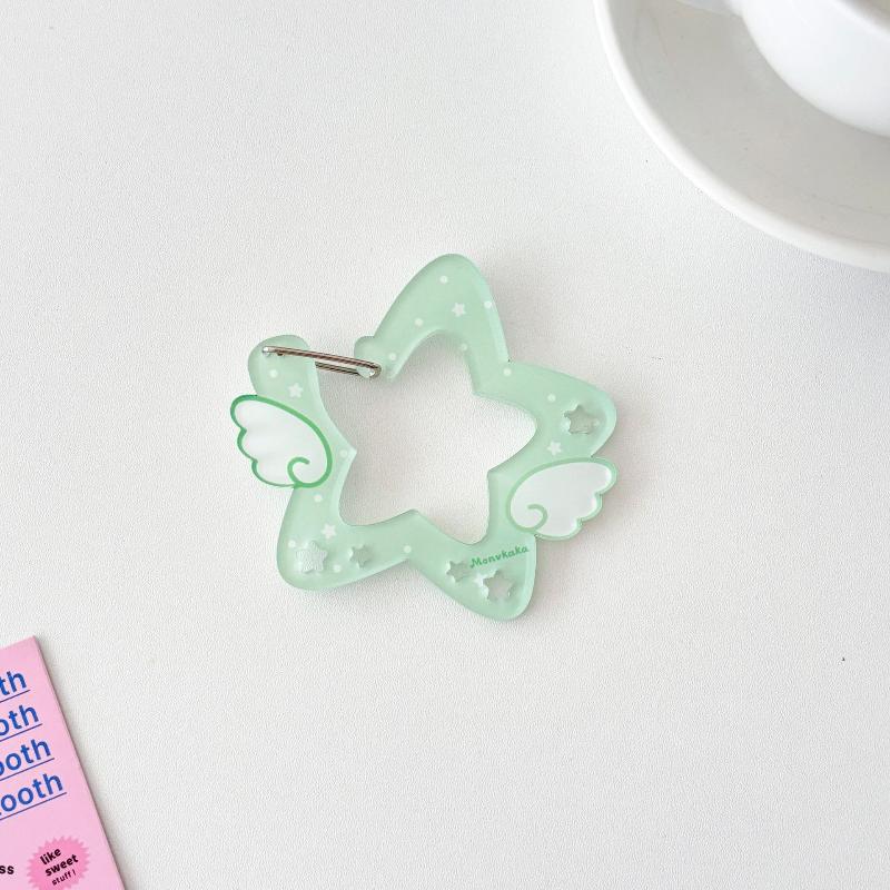 Cute Ins Style Wings Star Carabiner Diy Keychain Bag Charm Backpack Pendant Handbook Acrylic Package Hanging Keychain Decoration
