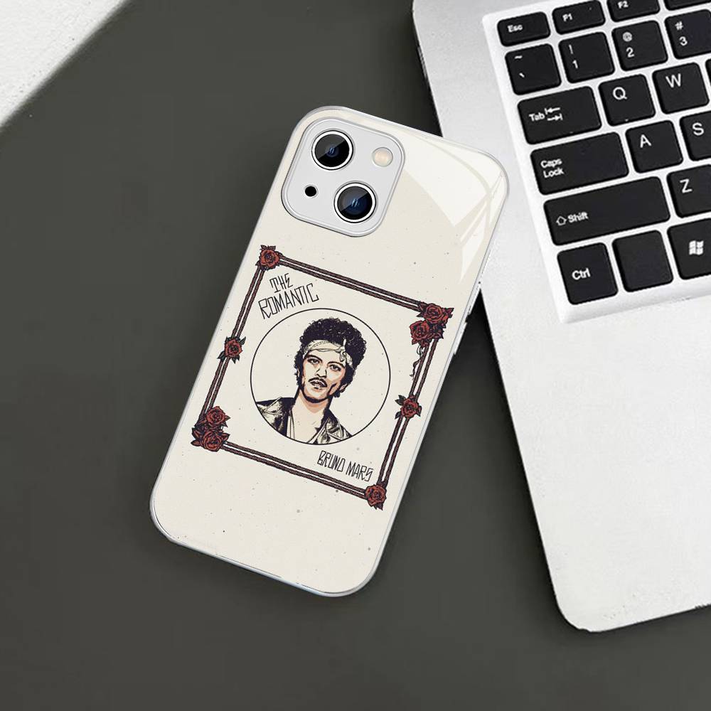 Célèbre Bruno Mars Le Romantique Pour IPhone 14 13 12 Mini 11 Pro XS Max X XR 14 Plus Coque en Verre Trempé