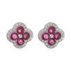 Gold Plated Cubic Zirconia Flower Earrings Romantic Metal Studs For Women Jewelry Gift 1 Pair