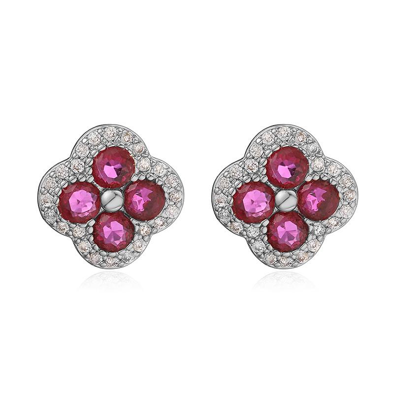 Gold Plated Cubic Zirconia Flower Earrings Romantic Metal Studs For Women Jewelry Gift 1 Pair