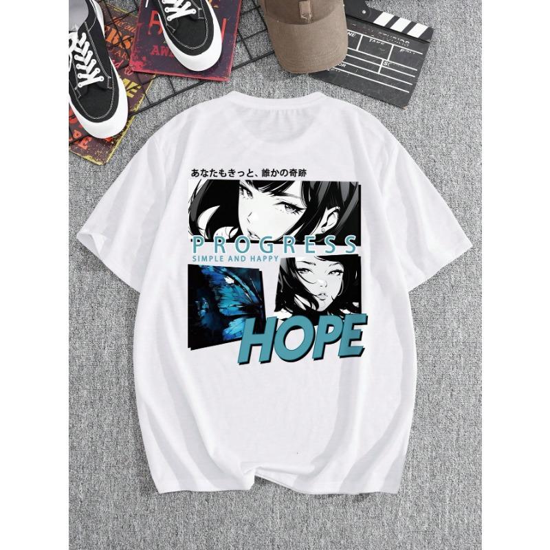 

Футболка с принтом персонажа из мультфильма «Аниме» на спине, летняя хлопковая, дышащая, микроэластичная, свободная, уличная, ретро, нейтральная футболка 4XL