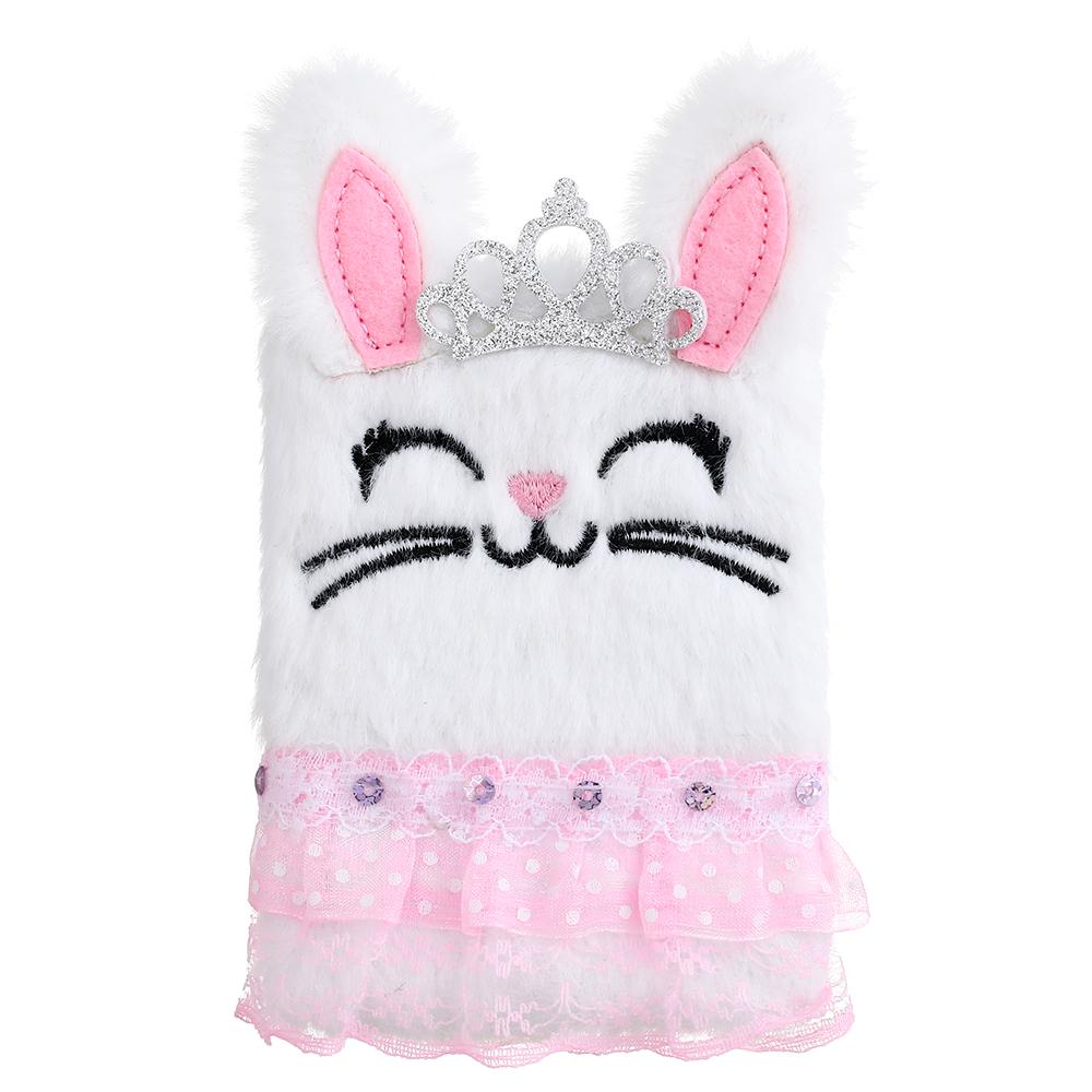 Kids' Cartoon Rabbit Plush Mini Notebook - Portable Diary for Girls