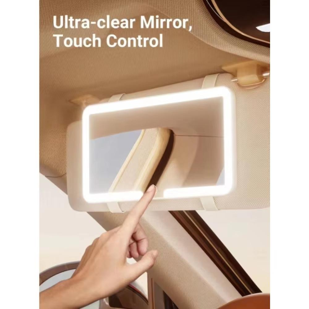 LED Light Mode Stepless Dimming Sun Visor Vanity Mirror Rechargeable Touch Sensor Vanity Mirror Convenient Car Vanity Mirror