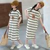 Girls Loose Fit Casual Striped Dress with Cute Print for Summer