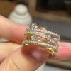 Exquisite Female Rings  Sterling Silver Multi-layers Cross Shiny Cubic Zirconia Rings for Women Promise Love Wedding