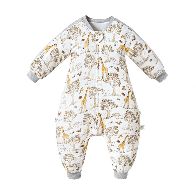 

2024 Spring/Summer Baby Bamboo Cotton Gauze Sleeping Bag & Jumpsuit - Anti-Kick, Six-Layer, Zippered Size 80 (S, height 70-85cm)