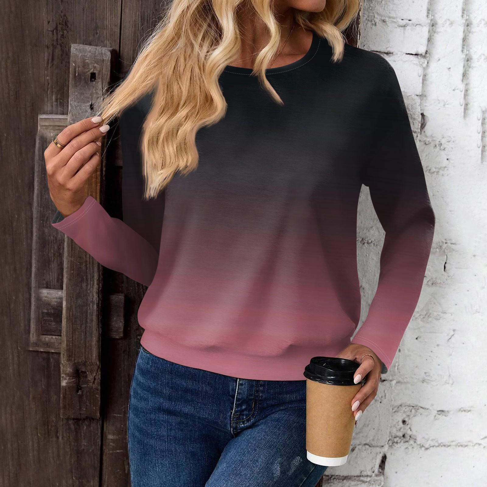 

Женский модный повседневный топ с длинными рукавами и принтом, открытыми плечами и круглым вырезом XL арбуз красный