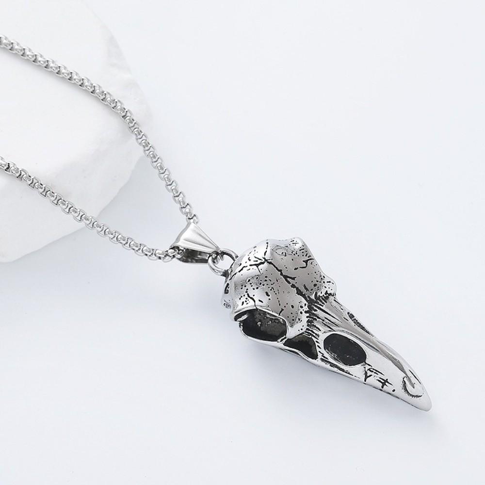Серебряное ожерелье с черепом птицы из нержавеющей стали 304 Viking Crow для мужчин и женщин