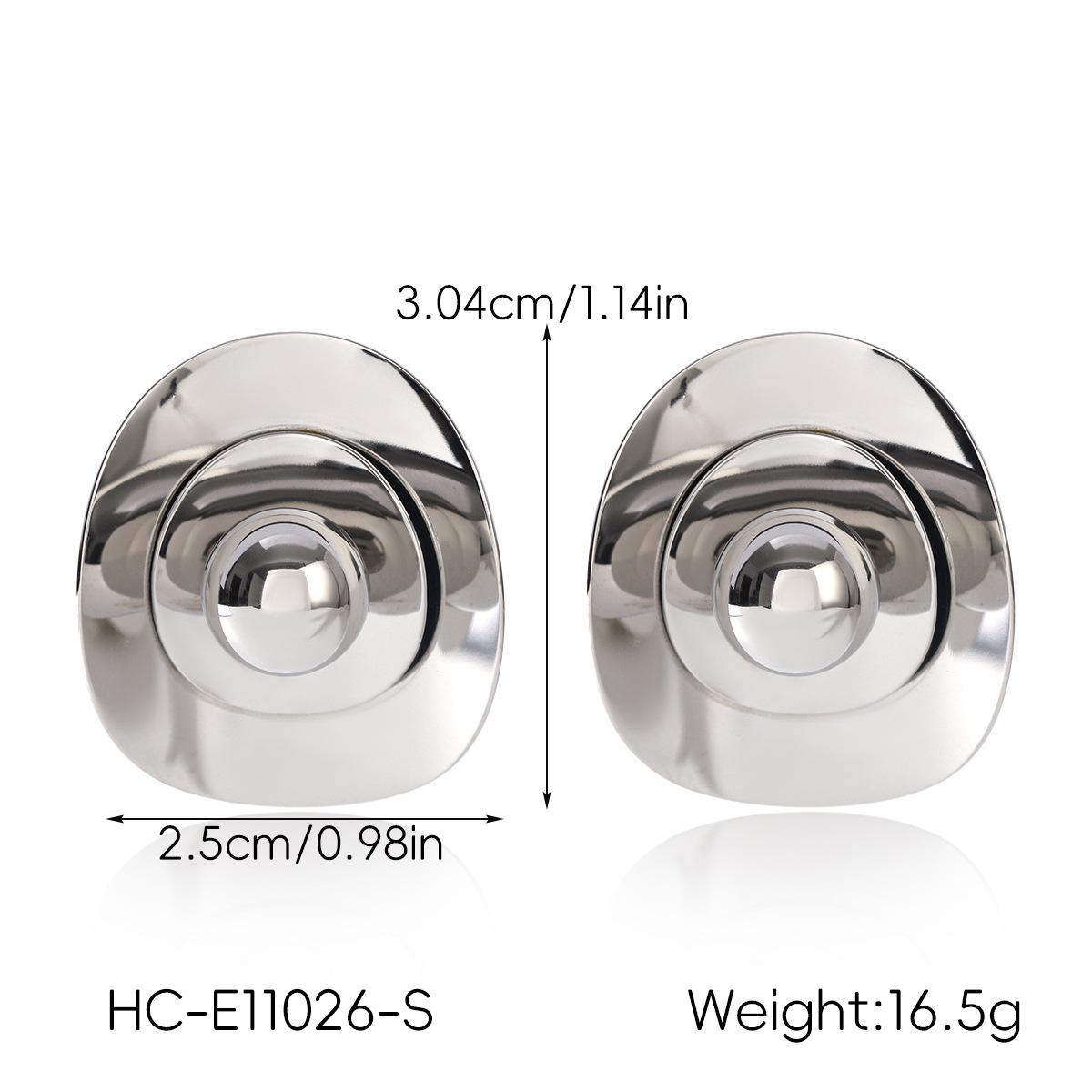 

Stainless steel gold and silver color-block stud earrings, niche design irregular oval earrings, titanium steel jewelry серебряный