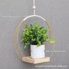 Creative Wooden & Iron Hanging Hydroponic Flower Pot for Balcony & Garden Decoration