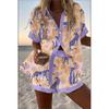 European and American Personalized Large Size Digital 1D Printing New Casual Summer Top Women's Suit 1116