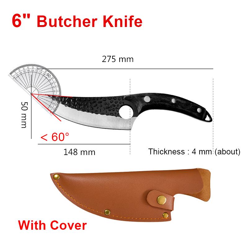 Butcher Boning Knives Cleaver Meat Chopping Vegetables Kitchen Knives Hand Forger Blade Chef Knife Stainless Steel Slicing Knife