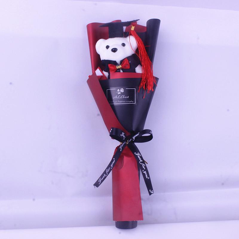 Graduation Bear Bouquet with Sunflower, Rose, and Doctor's Hat - Perfect Gift for Bachelor's or Master's Grad