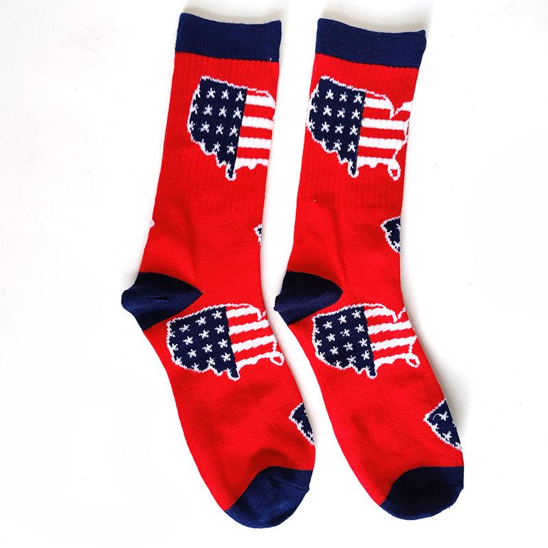 Men Socks Letter Stripe Star Goddess of Liberty Eagle Pattern Couple Socks Gourmet Burger Sandwich Pizza Funny Cotton Socks