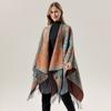 Women Men Knitted Shawl With Tassels Floral Warm Faux Cashmere Wrap Scarf Winter