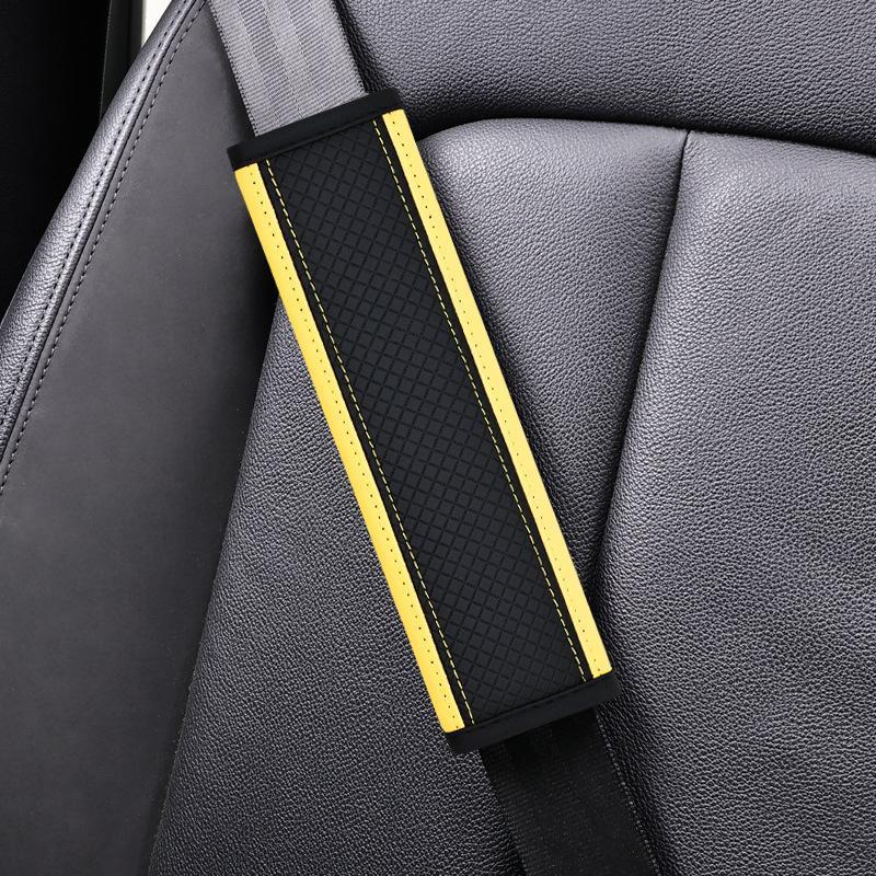 Embossed Fiber Leather Car Seat Belt Shoulder Strap Cover 1Pc Decompression Comfort Easy To Clean for Daily Use 1PCS